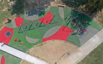 foto dall'alto della nuova area gioco attrezzata di monza